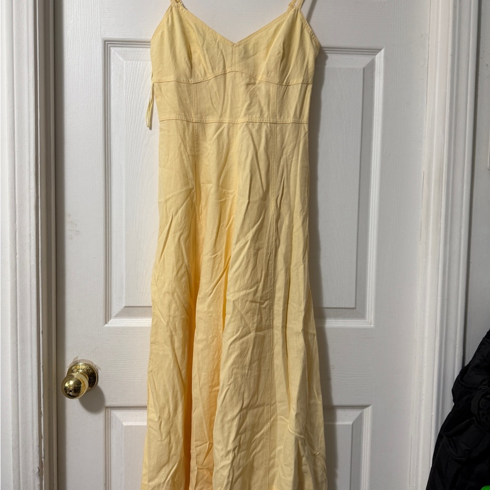 Gap Linen Blend seamed Corset Midi Dress XS